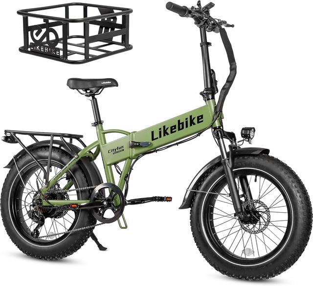 Product image of Cityfun Folding Electric Bike Adults,500W Motor (Peak 720W) Ebike with 20" x 4.0" Fat Tire,48V 10.4Ah Removable Battery Hidden,Electric Mountain Bike,UL 2849 Certified,Commuting E-Bike,7-Speed