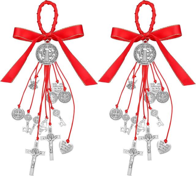Product image of Xinnun 2 Pcs Saint Benedict Medal Protection from Evil Blessing Charm Catholic Saint Benito Medalla Handmade Jewelry Charms for Women Men Car Gift