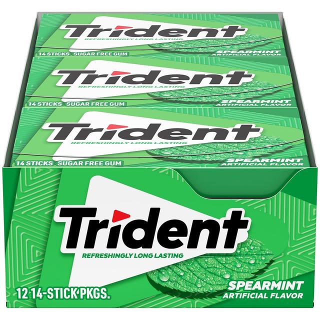 Product image of Trident Spearmint Sugar-Free Chewing Gum, 12 Packs of 14 Pieces (168 Total Pieces)