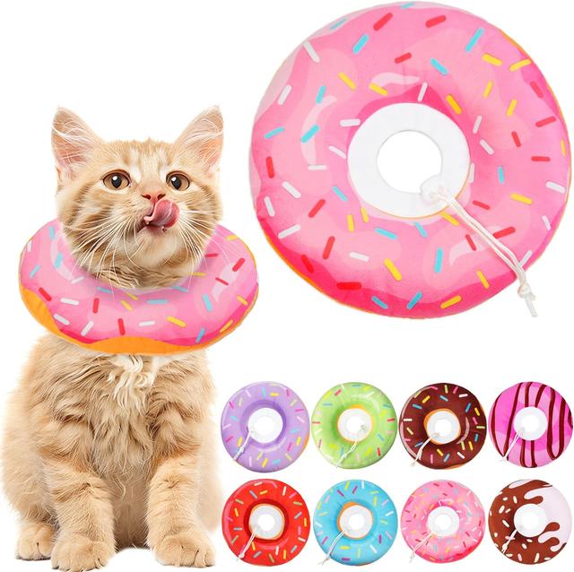 Product image of Cat Cone Collar Soft, Cat Recovery Collar for Wound Healing Cute Donut Adjustable Kitten Cones to Stop Licking Comfortable Lightweight Neck Elizabethan Collars for Kittens After Surgery
