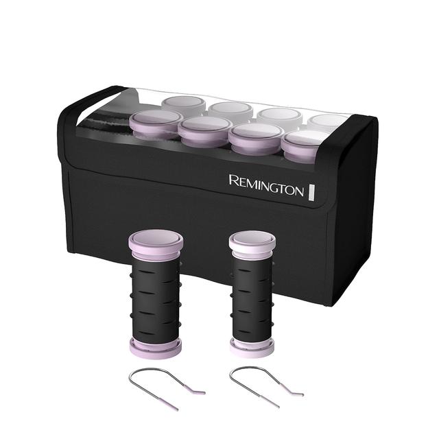 Product image of Remington Compact Ceramic Dual Voltage Hot Rollers for Long and Short Hair, Hair Setters, Hair Curlers, 1-1 ¼" Purple/Black, 10 Piece Set