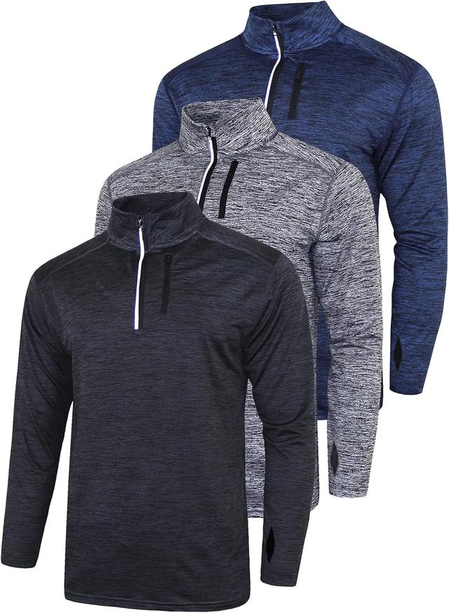 Product image of Liberty Imports 3-Pack Men’s Quarter-Zip Pullover Lightweight Long Sleeve Athletic Jackets Performance Workout Running Shirts