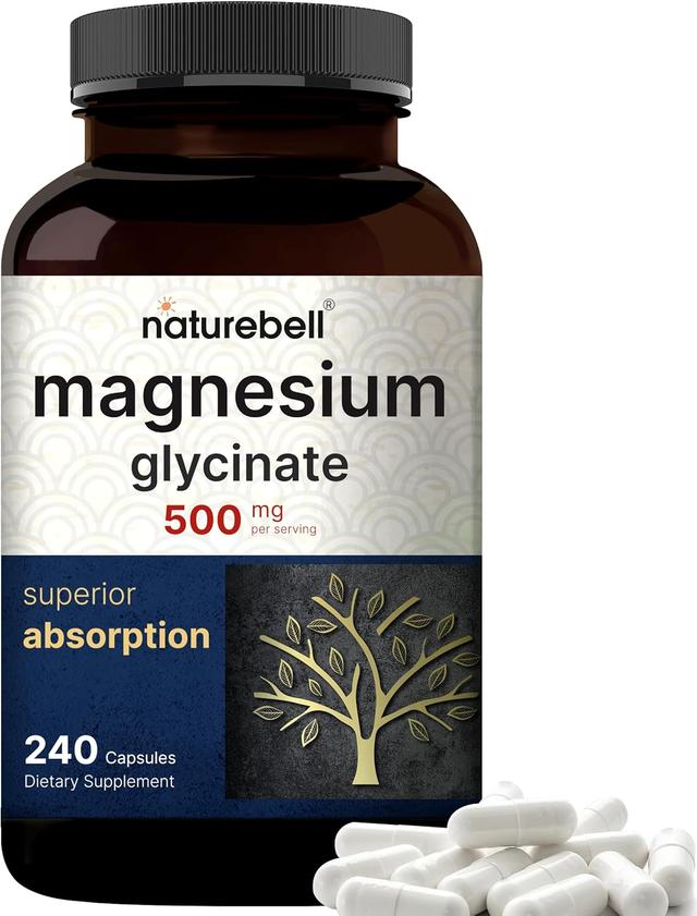 Product image of Magnesium Glycinate Capsules 500mg | 240 Count | Supplement for Sleep, Heart & Muscle Support | 100% Chelated & Purified, 3rd Party Tested, Non-GMO & Gluten Free