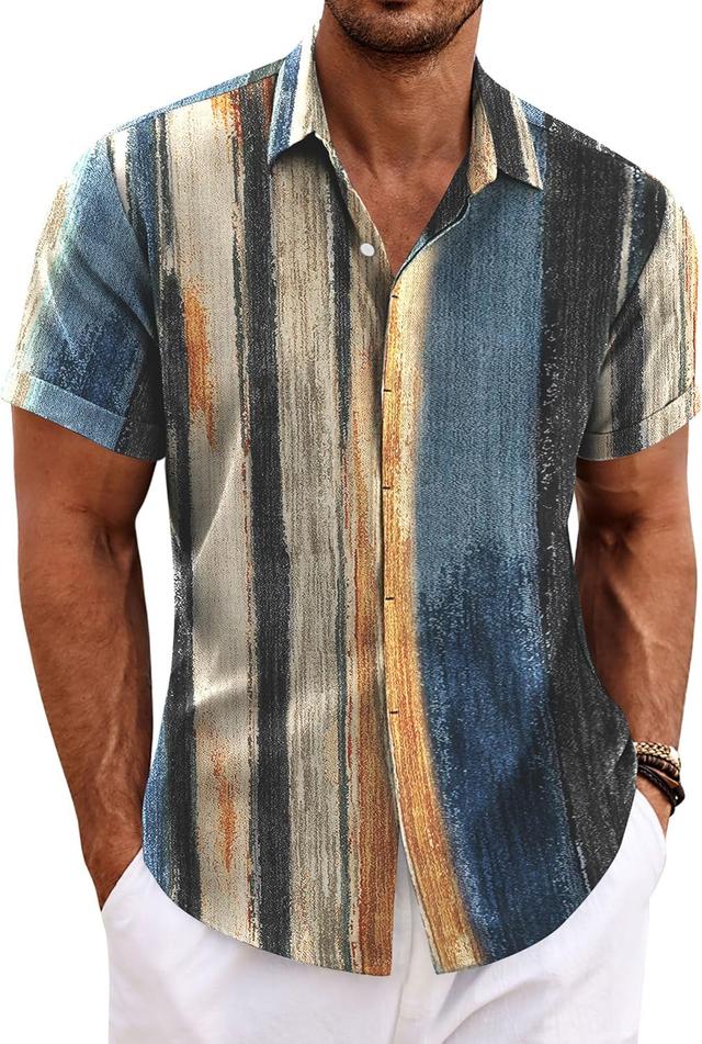 Product image of COOFANDY Men's Linen Shirts Short Sleeve Casual Shirts Button Down Shirt for Men Beach Summer Wedding Shirt