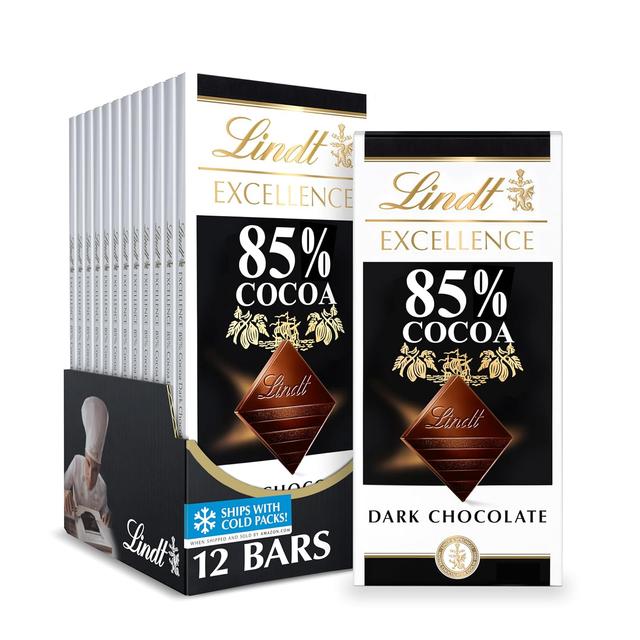 Product image of Lindt EXCELLENCE 85% Cocoa Dark Chocolate Bar, Dark Chocolate Candy, 3.5 oz. (12 Pack)