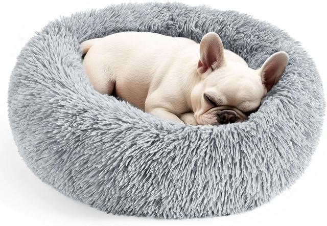 Product image of Hoewina Dog & Cat Bed for Indoor Cats, 20in Calming Donut Bed for Puppy and Kitten, Washable Round Fluffy Pet Bed for Small Medium Dogs and Cats (Light Grey)