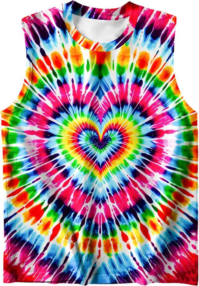 Product image of Kids Tie Dye Shirt Size 5-14 Years Sleeveless T Shirts Children Tank Tops Hippies Senior Tees for Boys Girls