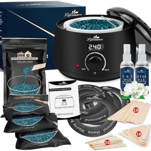 Product image of Lifestance Waxing Kit for Women & Men - L2 Digital Wax Pot Warmer, Brazilian & Bikini Hair Removal Kit with 14.1oz Hard Wax Beads & 42 Accessories, Professional for Face, Leg, Eyebrow, Body at Home