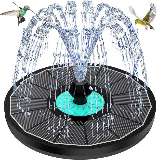 Product image of Solar Fountain Cyan Flower, Upgrade 3.5W Solar Bird Bath Fountains, Solar Powered Water Fountain with 7 Nozzles, 4 Fixed Pipes for Hummingbirds, Bird Bath, Garden, Pool, and Pond