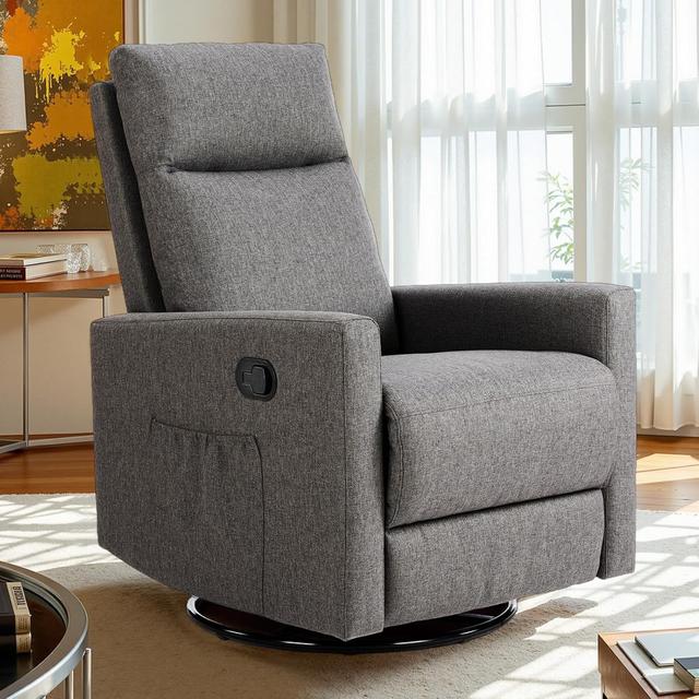 Product image of Sweetcrispy Recliner Chair, 360 Swivel Rocker Chair for Adults, Glider Rocker Recliners, Nursery Chairs for Living Room, High Back, Upholstered Deep Seat, Grey