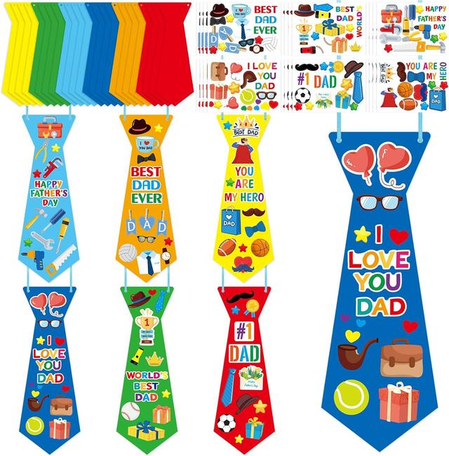 Product image of Fancy Land 24 Pack Fathers Day Crafts for Kids Make Your Own Tie DIY Necktie for Dad Bulk Classroom School Activities