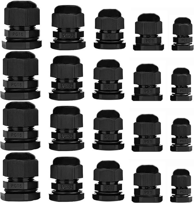 Product image of 20pcs Cable Gland Waterproof Adjustable 3-13mm Cable Connectors PG7 PG9 PG11 PG13.5 PG16 Plastic Cable Gland Joints Wire Protectors