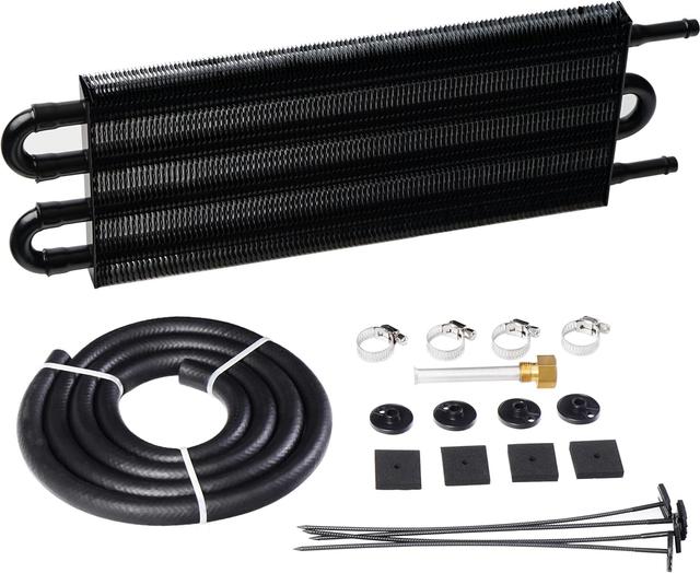 Product image of 4 Pass Ultra-Cool Tube and Fin Transmission Cooler Universal 5/16" Oil Cooler Kit 402 Aluminium Black