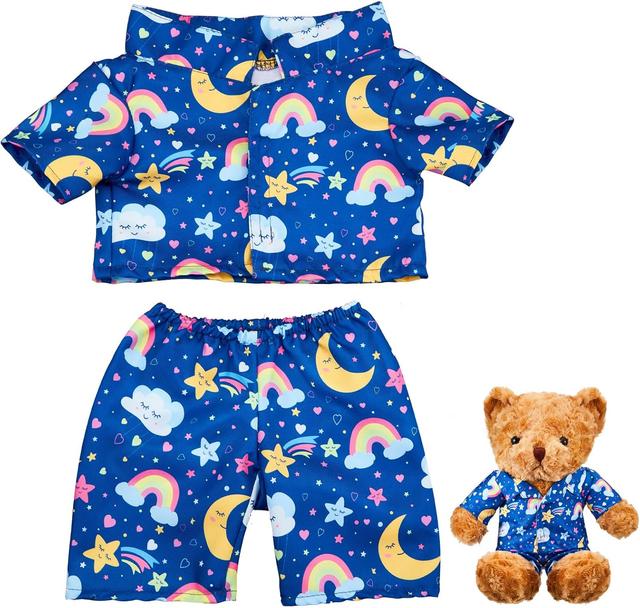 Product image of 2 Pcs PJ's Bear Clothes Outfit, Fit Most 12-16 Inch Bears Stuffed Clothes Pajamas Plushy for Stuffed , Pre Kindergarten Toys(Blue,Pajamas)