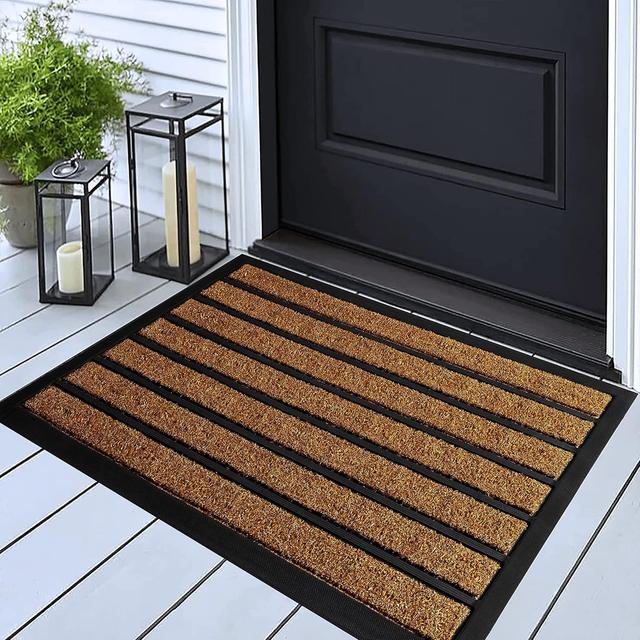 Product image of ubdyo Extra Durable Door Mat - Dirt Trapping Outdoor Welcome Mats - Non-Slip Outdoor Indoor Entrance - Low Profile Front Doormat (30" x 17", Bright Brown)