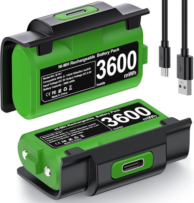 Product image of CYOYPPY Rechargeable Xbox Controller Battery Pack for Xbox One/Xbox Series X|S, 2 x 3600mWh Xbox One Controller Batteries Pack Play and Charge Kit USB-C Charging Cable/4 Covers Series X & S Faceplates