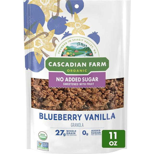 Product image of Cascadian Farm Organic Granola with No Added Sugar, Blueberry Vanilla Cereal, Resealable Pouch, 11 oz.