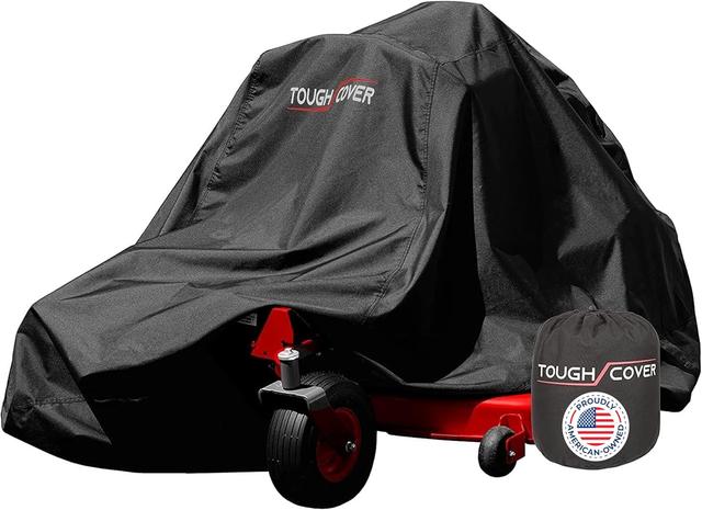 Product image of Tough Cover Lawn Mower Cover, Heavy Duty 600D Marine Grade Fabric (Black) – Universal Fit, Waterproof Outdoor Protection Against UV, Dust, Dirt, Wind