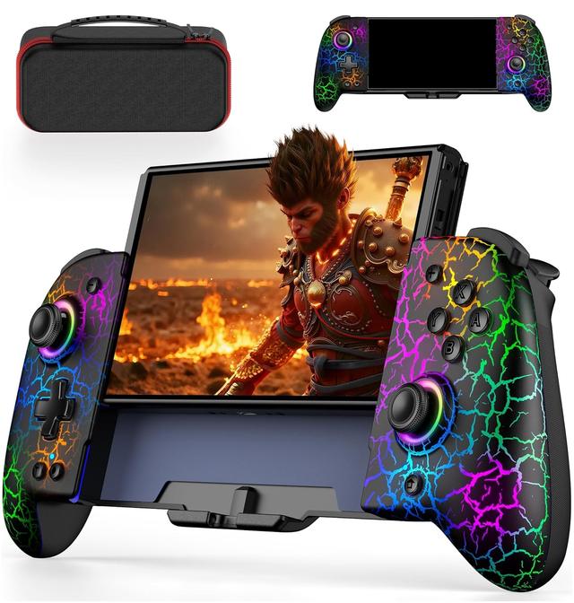 Product image of Gammeefy Switch Controller witch Travel Case for Nintendo Switch/OLED, (No Drift, No Deadzone) Hall Effect Joystick Wireless Switch Controller With 9 Lights Color