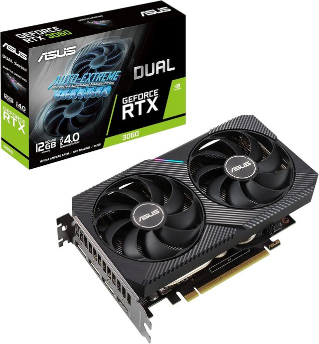 Product image of ASUS Dual NVIDIA GeForce RTX 3060 V2 OC Edition 12GB GDDR6 Gaming Graphics Card (PCIe 4.0, 12GB GDDR6 Memory, HDMI 2.1, DisplayPort 1.4a, 2-Slot, Axial-tech Fan Design, 0dB Technology)