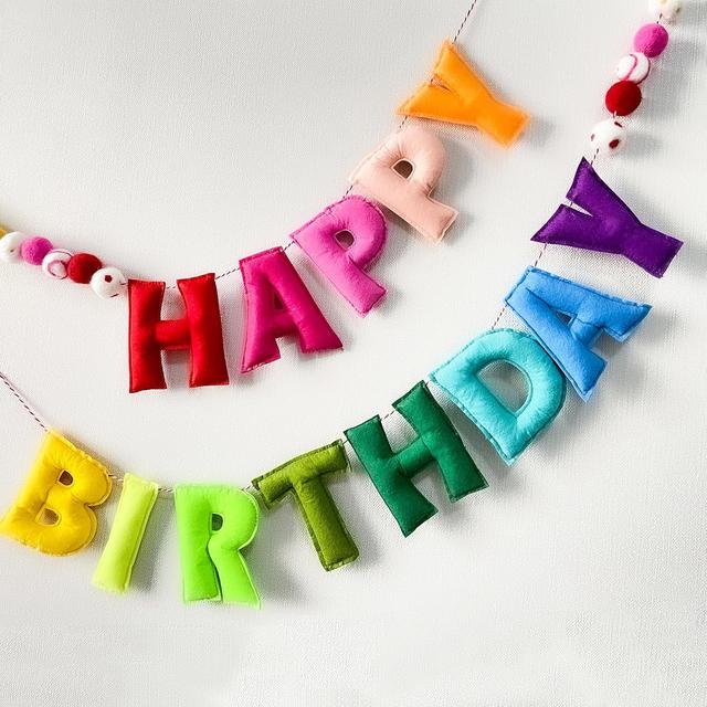 Product image of Pre-Strung Happy Birthday Banner - Felt Ball Garland - HAPPY BIRTHDAY Garland, Rainbow Birthday Decorations, Personalized Happy Birthday Sign for Birthday Decor, Party Decor, Photo Prop