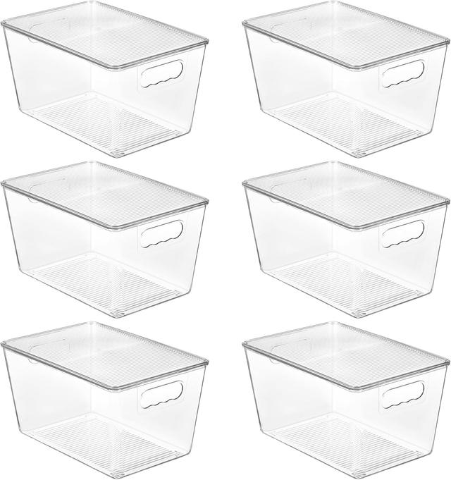 Product image of Vtopmart 6 Pack Clear Stackable Storage Bins with Lids, Large Plastic Containers with Handle for Pantry Organizer and Storage,Perfect for Bathroom,Cabinet,Kitchen,Fridge,Closet Organization