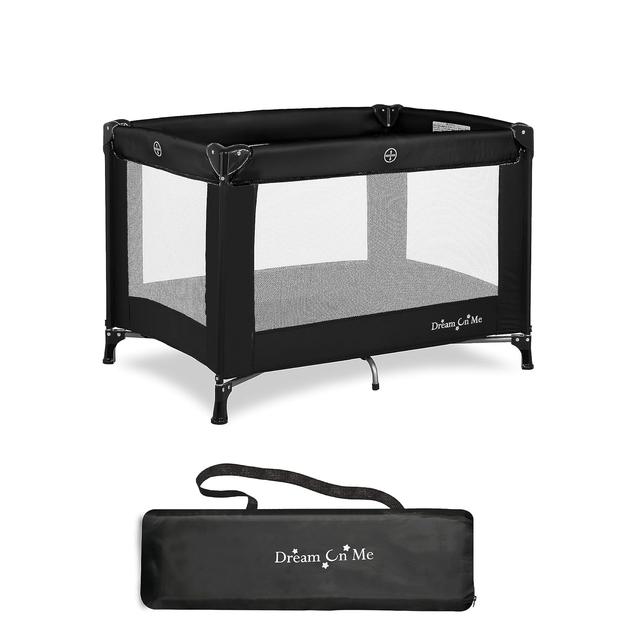 Product image of Dream On Me Nest Portable Playard in Black with Carrybag an Shoulder Strap, Lightweight, Packable and Easy Setup Baby Playard, Breathable Mesh Sides and Soft Fabric - Comes with a Removable Padded Mat