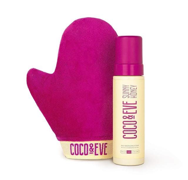 Product image of Coco & Eve Self Tanner Mousse Kit - (Medium) All Natural Sunless Instant Self Tanning Lotion with Bronzer & Mitt Applicator | Sunny Honey Bali Bronzing Kit