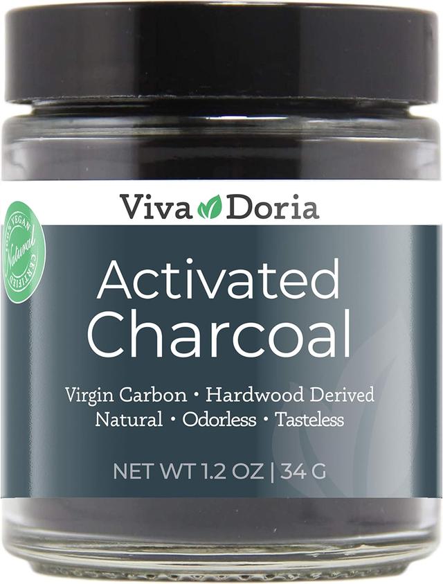 Product image of Viva Doria Activated Charcoal Powder, Hardwood Derived, Food Grade, 1.2 Oz Glass Jar