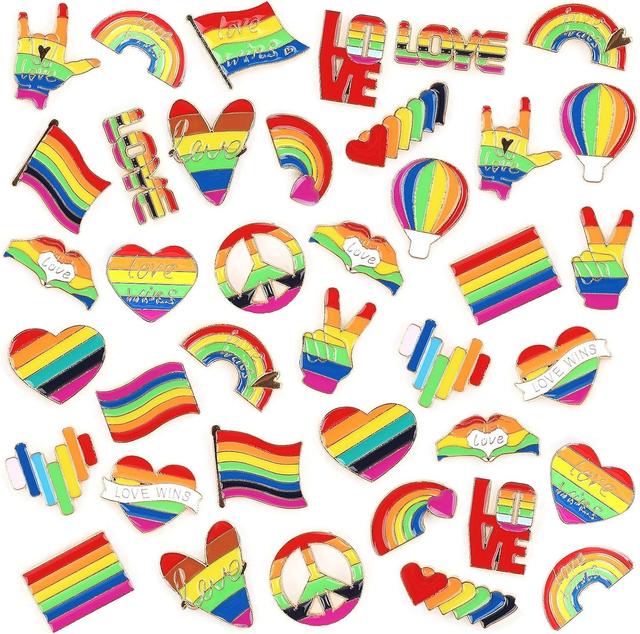 Product image of SANNIX 60Pcs Pride Pins, Rainbow Pins Bulk Enamel LGBTQ Lapel Pin Gay Pride Heart Flag Brooch Pin for Clothes Bags Hats Accessories, 20 Styles