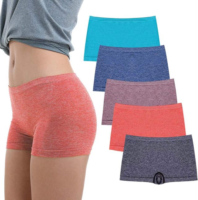 Product image of R RUXIA Women's Boyshort Panties Seamless Nylon Underwear Stretch Boxer Briefs 5 Pack