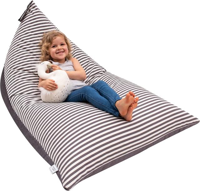 Product image of HUDDLE Original Stuffed Animal Bean Bag Storage Extra Large Designer Beanbag Chairs for Kids Teens & Adults | Instant Clutter Clear for Stylish Moms - Stuffed Animal Storage Bean Bag Chair Grey Stripe