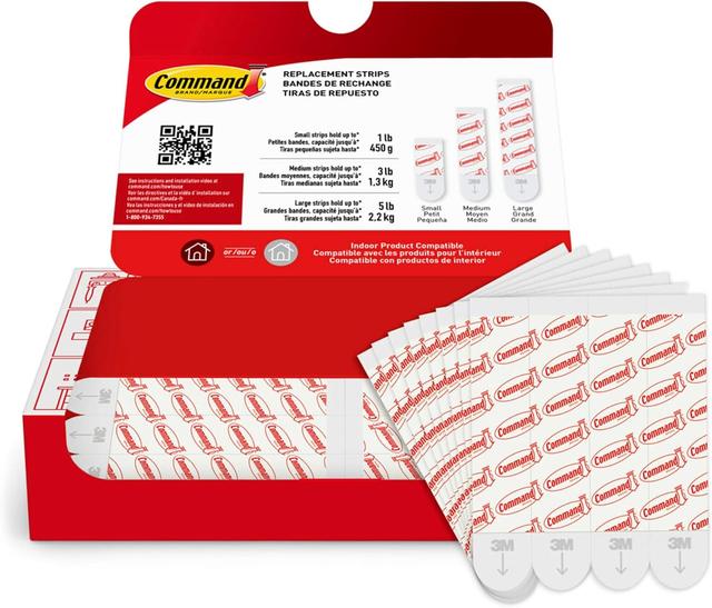Product image of Command Damage Free Hanging Strips for Large Wall Hooks, Removable Adhesive, No Tools, 20 White Strips