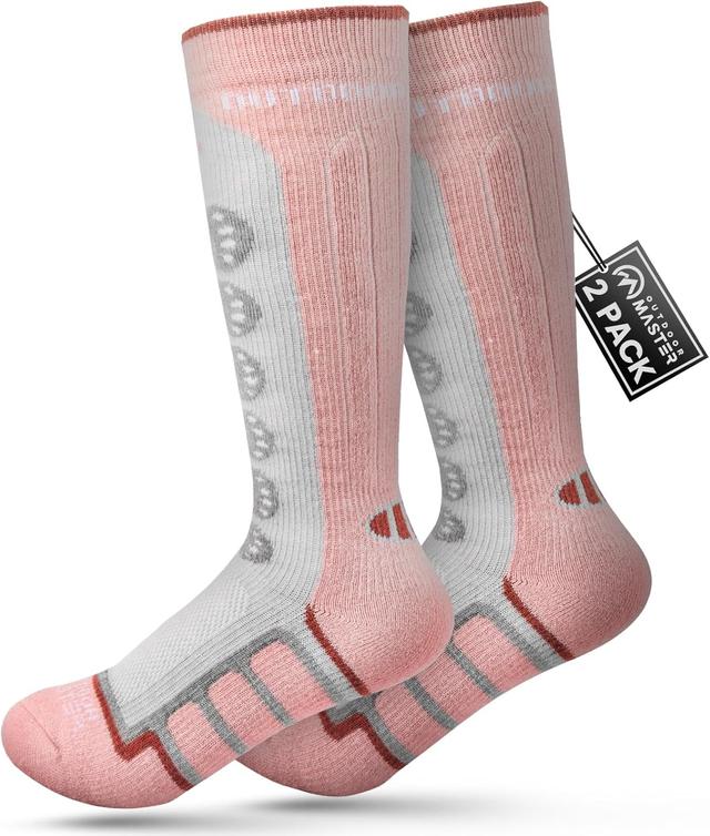 Product image of OutdoorMaster Kids Ski Socks, 2/3-Pack Merino Wool Compression Thermal Socks with Boys & Girls, Over The Calf Non-Slip Cuff