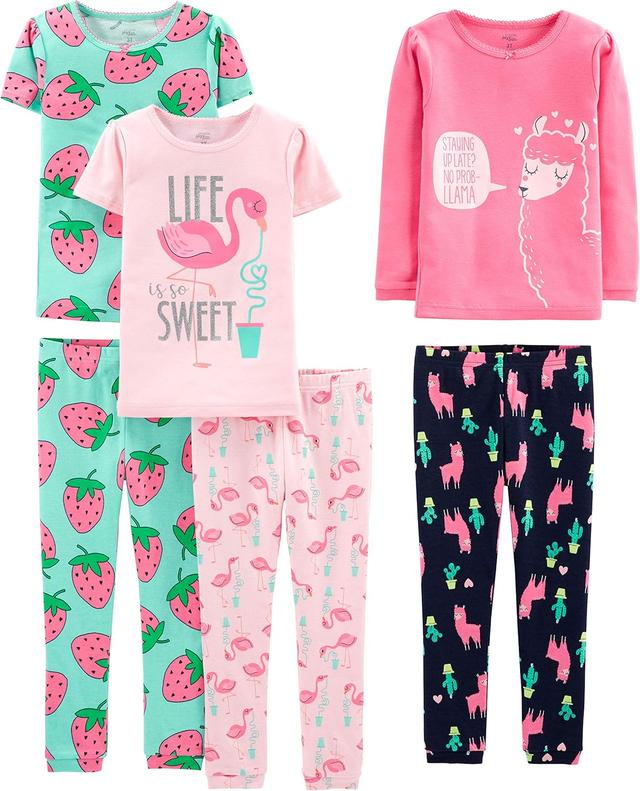 Product image of Simple Joys by Carter's Girls' 6-Piece Snug Fit Cotton Pajama Set