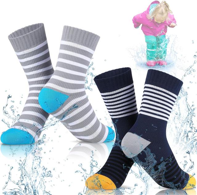 Product image of Geyoga 2 Pairs Waterproof Socks for Kids Girls Boys Breathable Skiing Hiking Socks for Travel Camping Wading