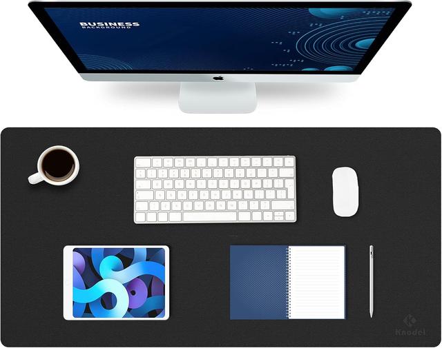 Product image of K KNODEL Large Office Leather Desk Mat, Mouse and Keyboard Pad, Computer and Laptop Mat, Desktop Protector and Cover, Writing Pad and Blotter (31.5"x15.7", Black)