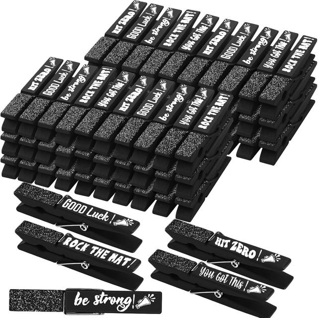 Product image of Kigeli 60 Pcs Spirit Clips Cheer Pins Cheerleader Gifts Clothes Pins For Backpacks Competition Glittered For Team Cheer Gifts Stuff Supplies Party Favors Accessories Bulk(Black)
