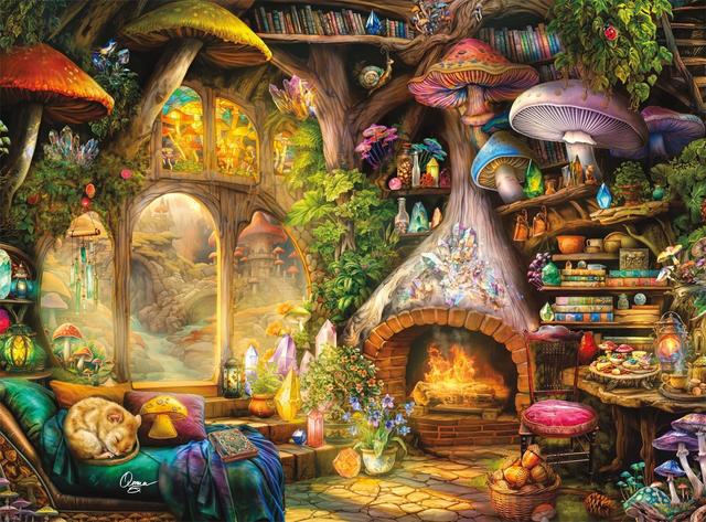 Product image of Buffalo Games - Aimee Stewart - Merry Mushroom Cottage - 1000 Piece Jigsaw Puzzle for Adults - Challenging Puzzle Perfect for Game Nights - Finished Size is 26.75 x 19.75