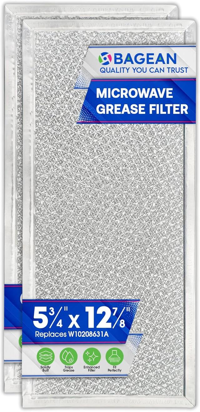 Product image of Microwave Filter Replacement 5.78" x 12.91" Fits W10208631A Whirlpool Microwave Filter - Aluminum Mesh Screen Grease Filter - Freshens and Filters Kitchen Air in Over the Range Oven Vent Fan (2-Pack)