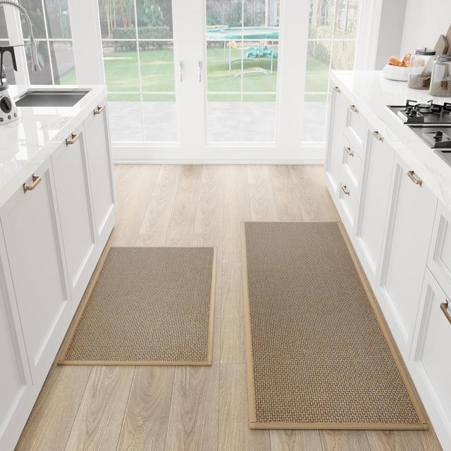 Product image of Kitchen Mat Set of 2 PCS, Cushioned Non Slip Rugs for Kitchen Floor, Absorbent Runner Comfort Standing Mats Washable for Kitchen, Office, Home (Brown, 17.3"x47"+17.3"x30")