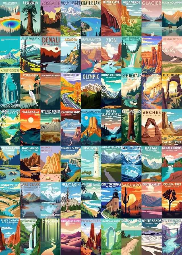 Product image of National Parks Puzzle for Adults 1000 Pieces, Travel Poster Landscape Puzzle Including Zion Yellowstone Yosemite, Nature Jigsaw Puzzles Scenery Mountain Scene
