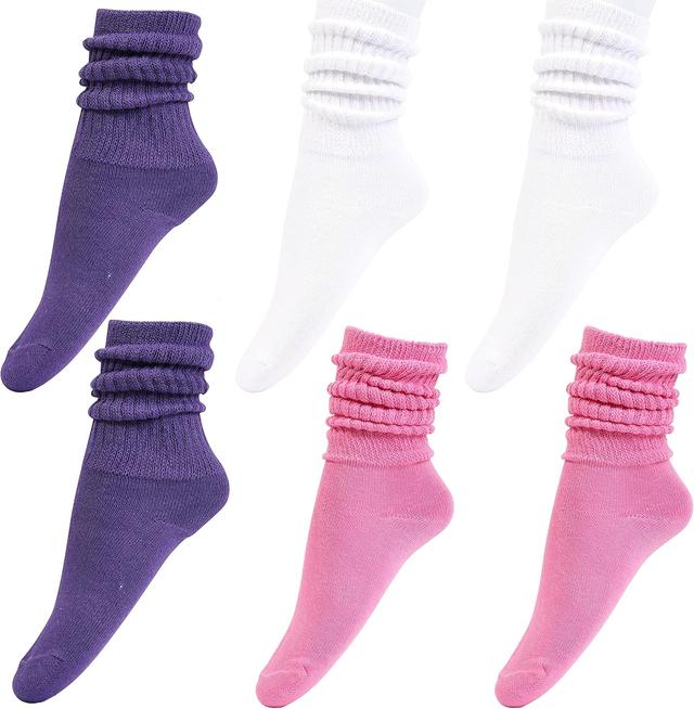 Product image of HOT FEET Girls Slouch Socks - 6 PK Tall Stacked Slouchy Socks, Warm Cotton Blend Long Calf Socks for Kids