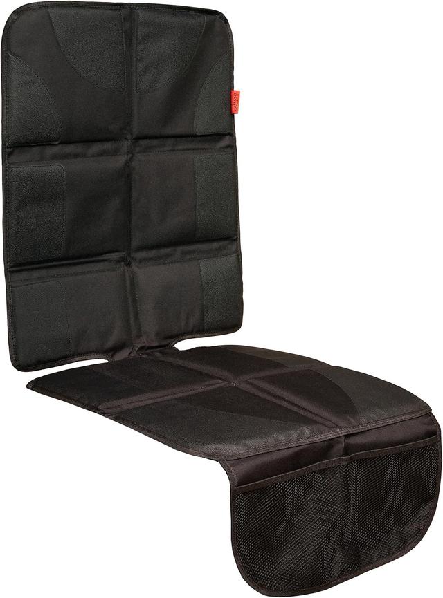 Product image of Lusso Gear Car Seat Protector for Baby Car Seat - Thick Padding - Seat Protector Under Baby Car Seat with 2 Mesh Storage Pockets - Black Waterproof Baby Car Seat Protector - Non-Slip Padded Backing