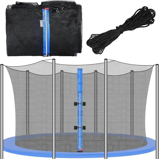 Product image of Trampoline Net Replacement Trampoline Safety Round Frame Enclosure Weather Resistant Breathable Net with Double Headed Zippers