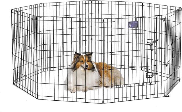 Product image of MidWest Homes for Pets Dog Exercise Pen & Playpen, 24" W x 30" W, with Door, Black