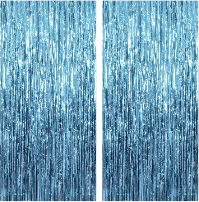Product image of 2 Pack Blue Streamers Party Decorations Fringe Backdrop Ocean Themed Party Tinsel Foil Curtain Backdrop Glitter Blue Birthday Baby Shower Bachelorette Decorations Supplies