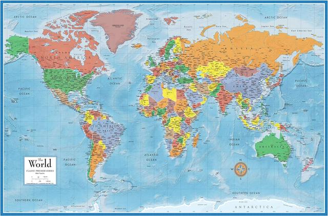 Product image of Swiftmaps World Premier Wall Map Poster Mural 24h x 36w