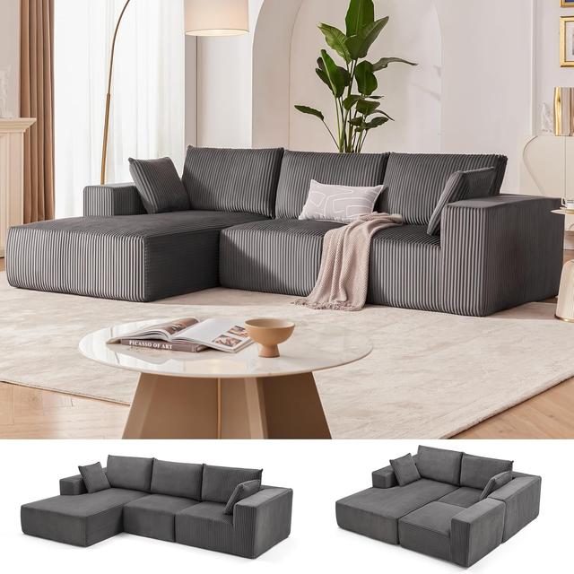 Product image of 108” Modular Sectional Sofa, Cloud Sectional Couch with Deep Seat, Modern Modular L-Shape Sofa Couch with Chaise,Upholstered Couches for Living Room Bedroom (Grey, Left Facing Chaise)