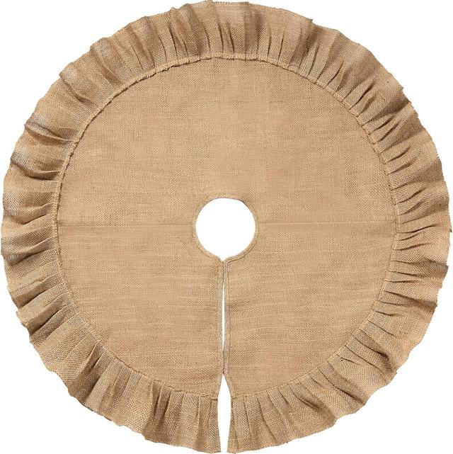 Product image of Tatuo Christmas Tree Skirt Decorations Linen Burlap Tree Skirt Round Xmas Cover for Christmas Party Mat Fall Indoor Clearance Outdoor Holiday Family Winter Home Decorations(31 Inch,Linen Color)